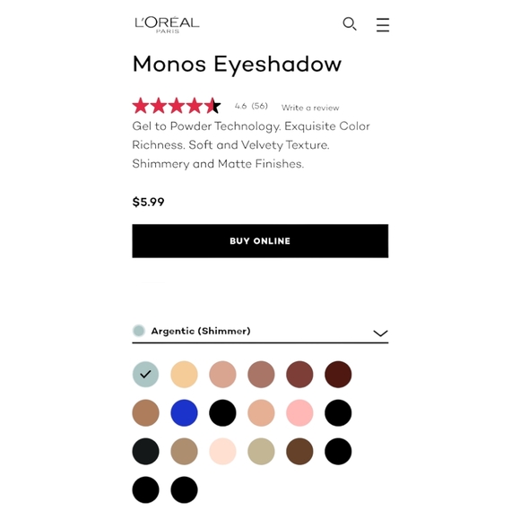 NWT L'Oreal Colour Riche #210 Argentic Gel to Powder Shimmer Eyeshadow - Picture 2 of 5